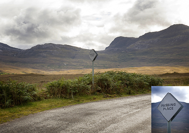 passing, place, South, NC500, Scotland, road, sign